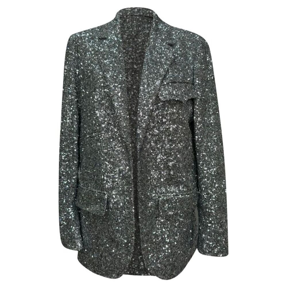 Zadig & Voltaire Vivi Sequin Jacket in Silver Polyester